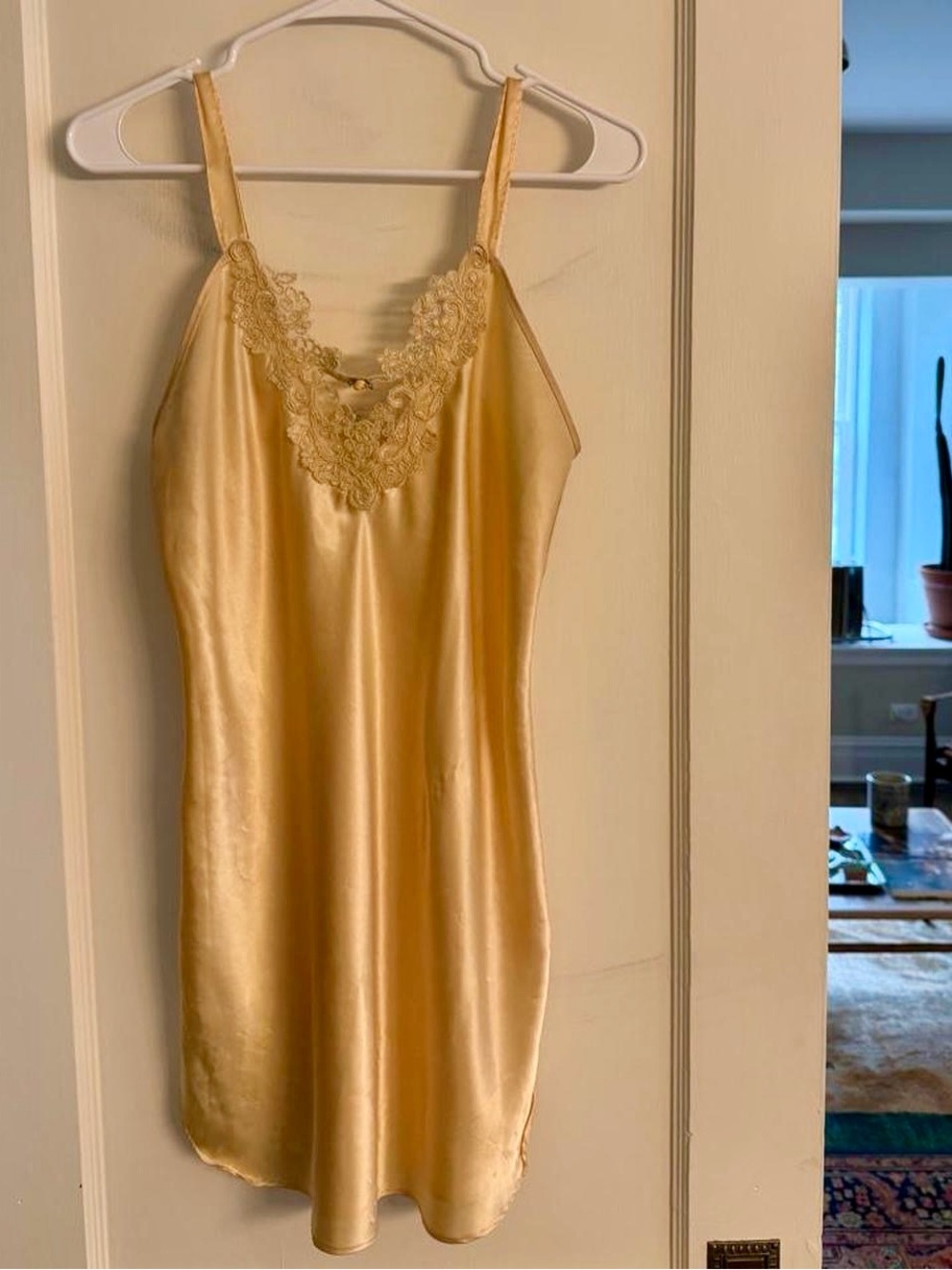 expressions 90s butter yellow lacey slip dress